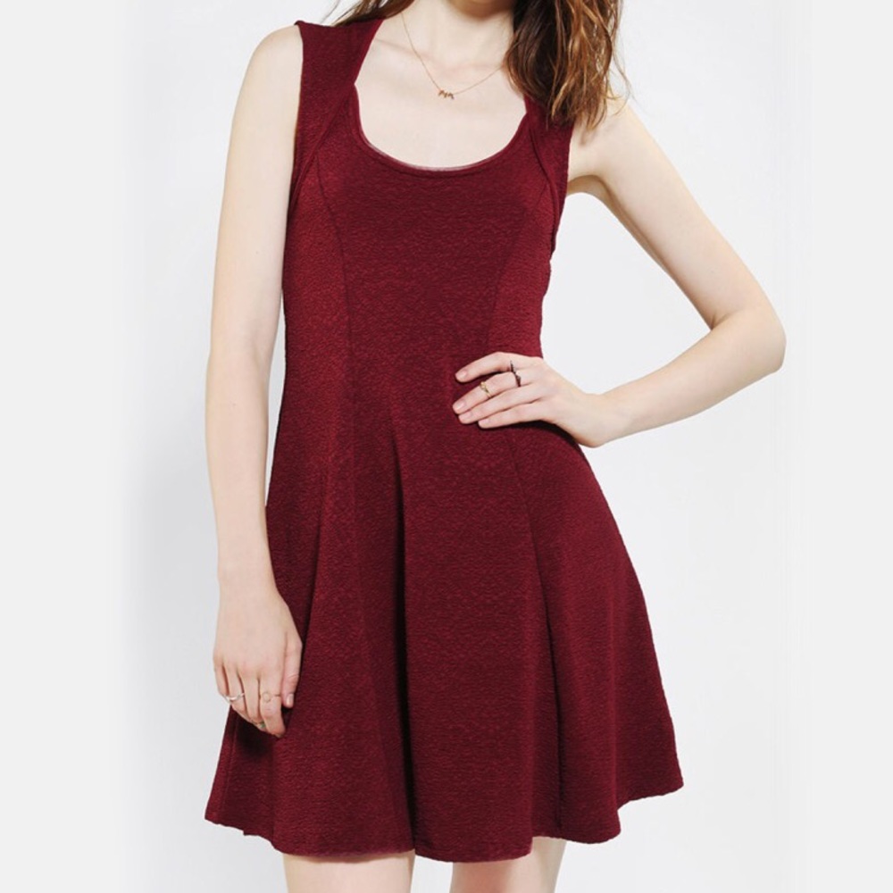 Urban Outfitters Burgundy Openback Skater Dress